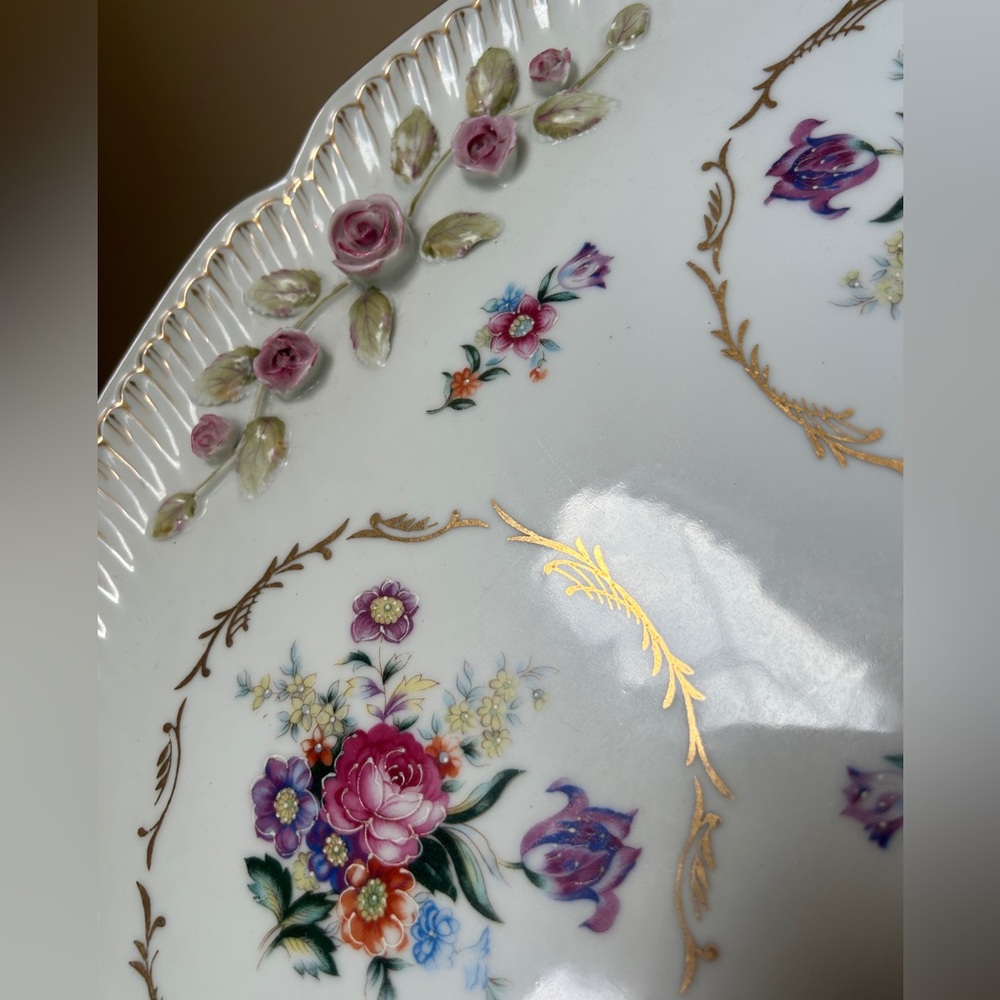 Vintage Large 16” Hand Painted Porcelain Ceramic Perfume Tray Made in Germany - Picture 7 of 13